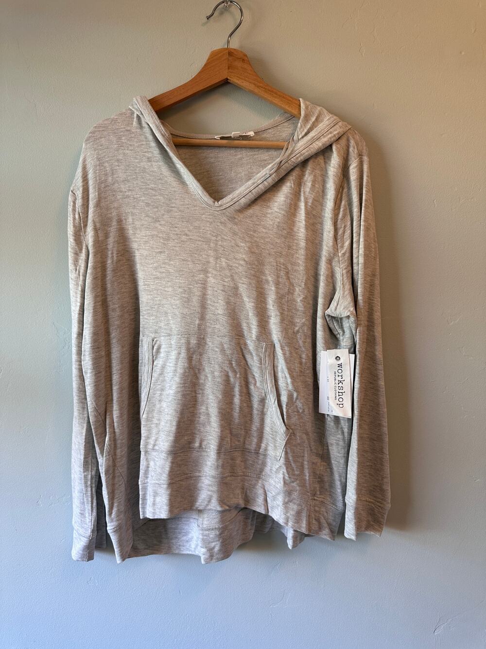 NWT Workshop Grey Long Sleeve Hoodie  LARGE